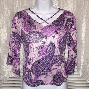 Vintage 1990’s Shimmer Paisley Flare Sleeve Shirt